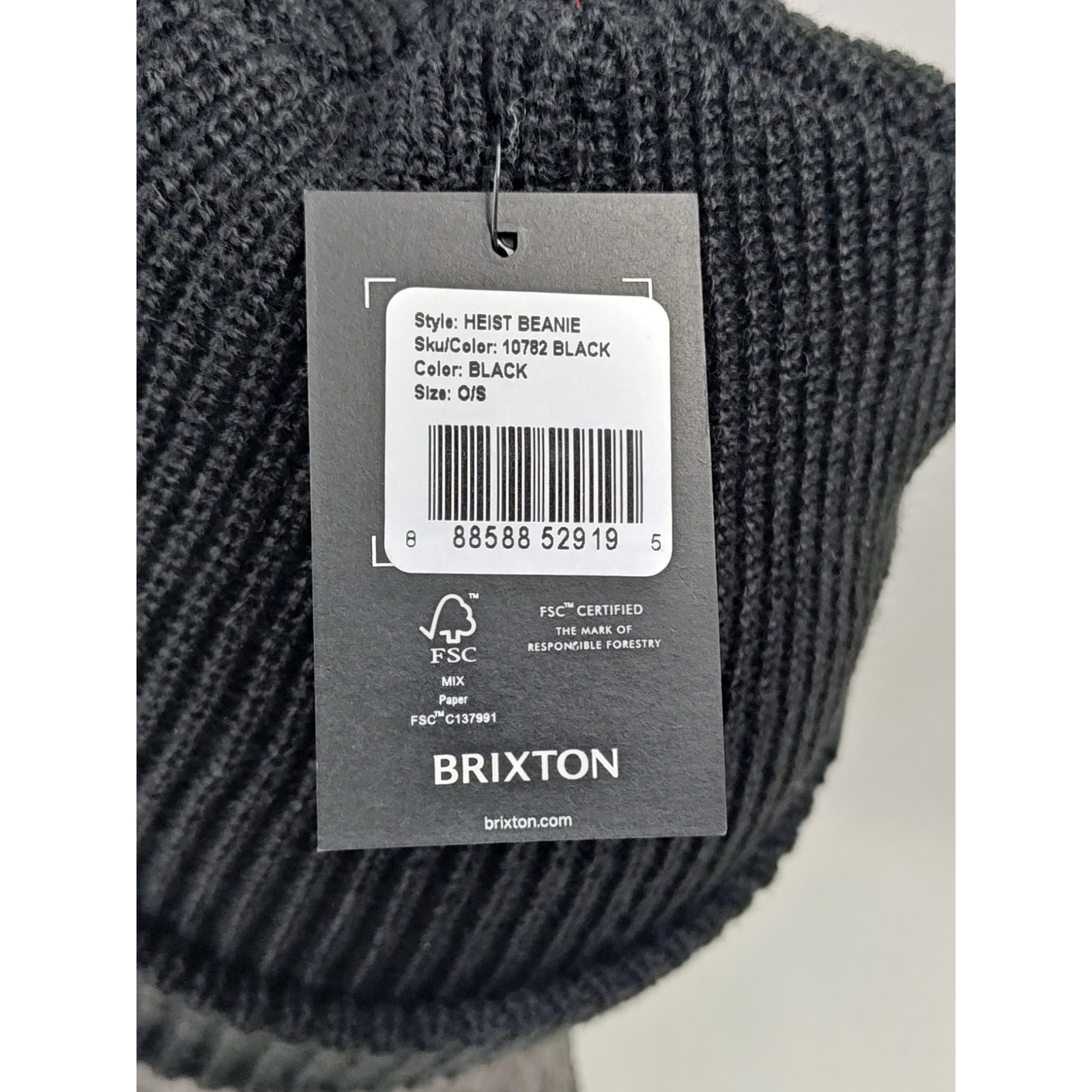 Nwt Brixton Heist Beanie Men's Women's Unisex Plain Black Cuffed Loose Knit Hat — image 5 of 8